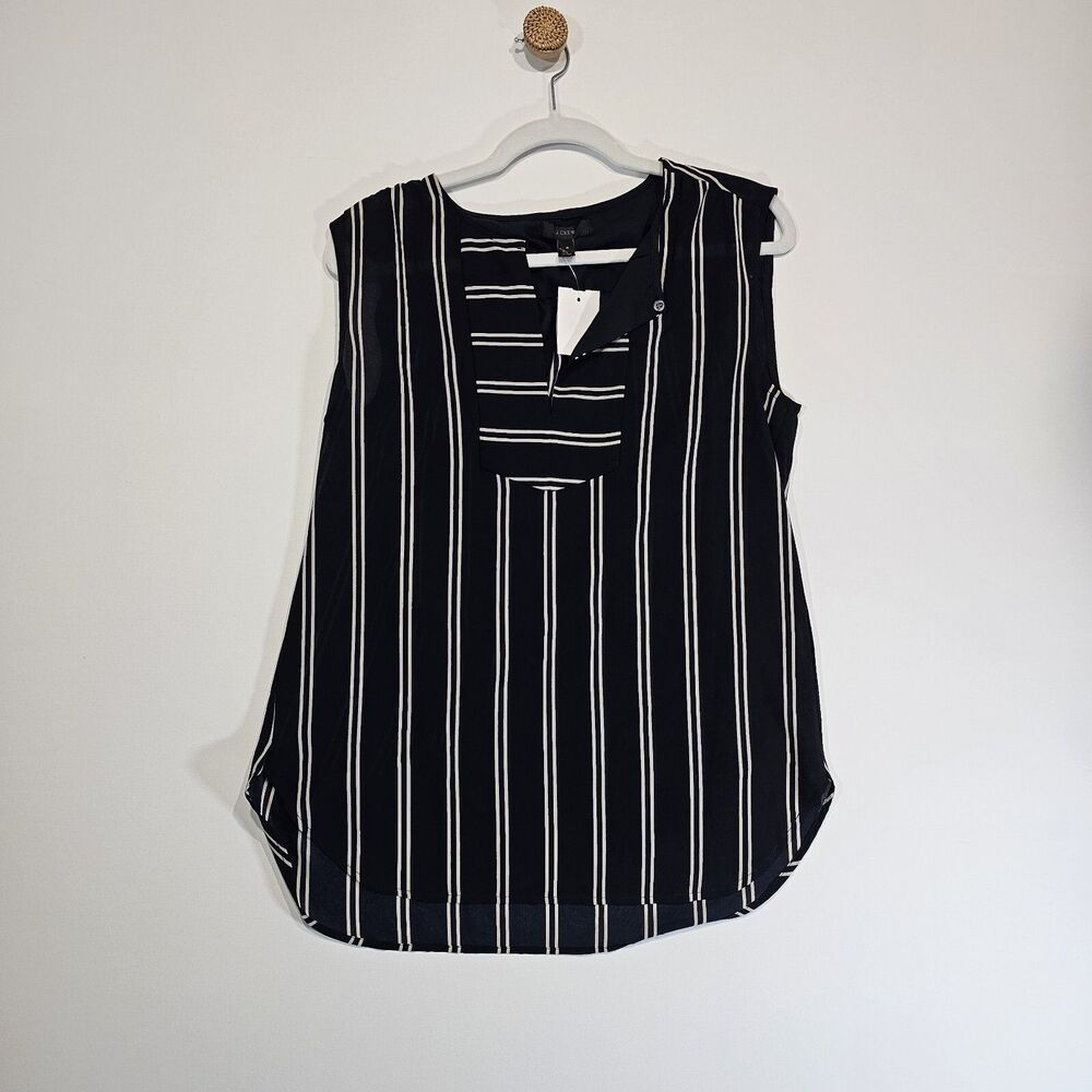 J.Crew Navy & White Striped Sleeveless Blouse Size 4 NWT